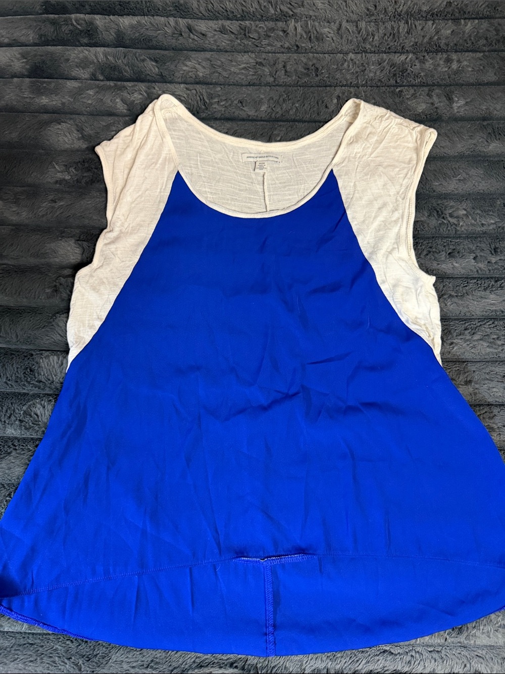 American Eagle Outfitters Royal Blue & White Colorblock Scoop Tank